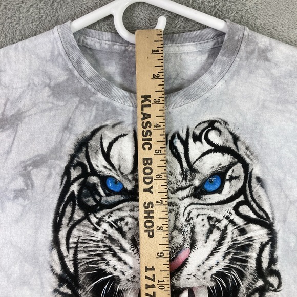 2014 The Mountain White Tiger Shirt Adult Small Gray Tie Dye Graphic Tee SS - Picture 8 of 13